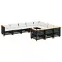 Set Divani da Giardino 10pz con Cuscini in Polyrattan Nero