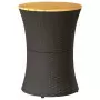 Tavolino Giardino Forma Tamburo Nero Polyrattan Legno Massello