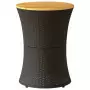 Tavolino Giardino Forma Tamburo Nero Polyrattan Legno Massello