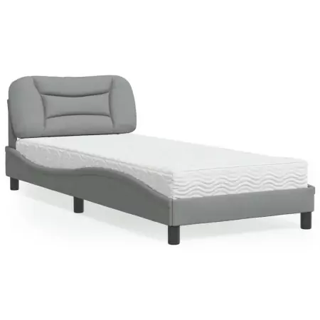 Letto con Materasso Grigio Chiaro 80x200 cm in Tessuto