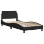 Letto con Materasso Nero 90x200 cm in Tessuto