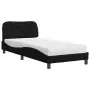 Letto con Materasso Nero 90x190 cm in Tessuto