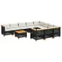 Set Divani da Giardino 11 pz con Cuscini in Polyrattan Nero