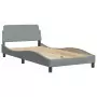 Letto con Materasso Grigio Chiaro 100x200 cm in Tessuto