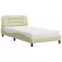 Letto con Materasso Crema 100x200 cm in Tessuto