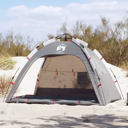 Tenda da Spiaggia 2 Persone Grigio Rilascio Rapido Impermeabile