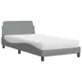 Letto con Materasso Grigio Chiaro 100x200 cm in Tessuto