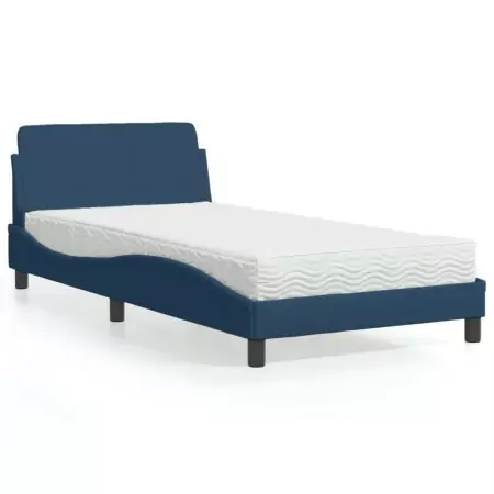 Letto con Materasso Blu 100x200 cm in Tessuto