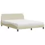 Letto con Materasso Crema 160x200 cm in Tessuto