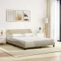 Letto con Materasso Crema 160x200 cm in Tessuto