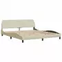 Letto con Materasso Crema 160x200 cm in Tessuto