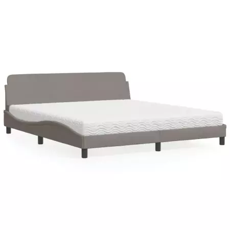 Letto con Materasso Tortora 180x200 cm in Tessuto