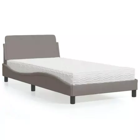 Letto con Materasso Tortora 100x200 cm in Tessuto