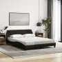 Letto con Materasso Nero 160x200 cm in Tessuto