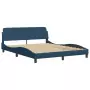 Letto con Materasso Blu 160x200 cm in Tessuto