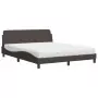 Letto con Materasso Marrone Scuro 160x200cm Tessuto