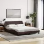 Letto con Materasso Marrone Scuro 160x200cm Tessuto