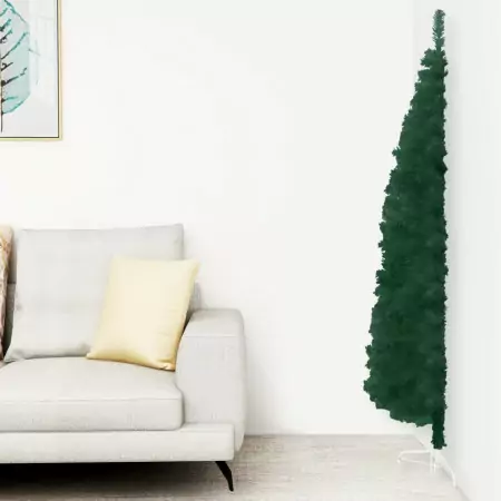 Albero Natale Artificiale Sottile a Metà Supporto Verde 120 cm