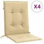 Cuscini Sedia Schiena Bassa 4 pz Beige Mélange 100x50x4 Tessuto