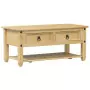 Tavolino con Cassetti Corona 100x48x45cm Legno Massello di Pino