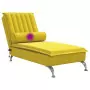 Chaise Longue Massaggi con Cuscino a Rullo Giallo in Velluto