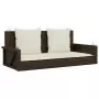 Panchina a Dondolo con Cuscini Marrone 119x56x48 cm Polyrattan