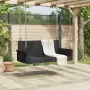 Panchina a Dondolo Nera 119x56x48 cm in Polyrattan