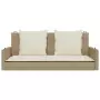 Panchina a Dondolo con Cuscini Beige 119x56x48 cm in Polyrattan