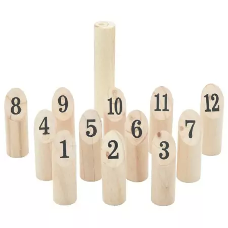 Set Gioco Kubb Numerici 13pz con Custodia Legno Massello Pino