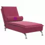 Chaise Longue Massaggi con Cuscino a Rullo Rosso Vino Velluto