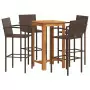 Set Bar Giardino 5pz Marrone Legno Massello Acacia e Polyrattan