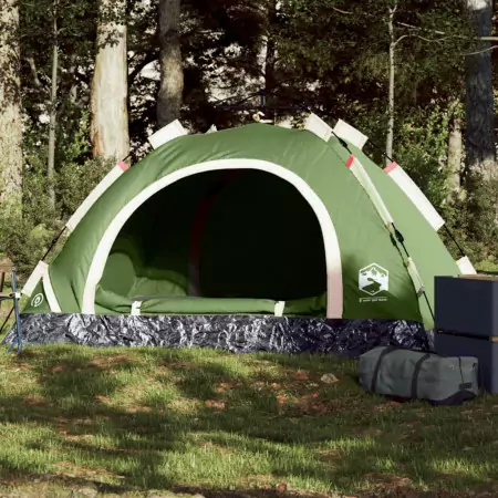 Tenda da Campeggio 2 Persone Verde a Rilascio Rapido