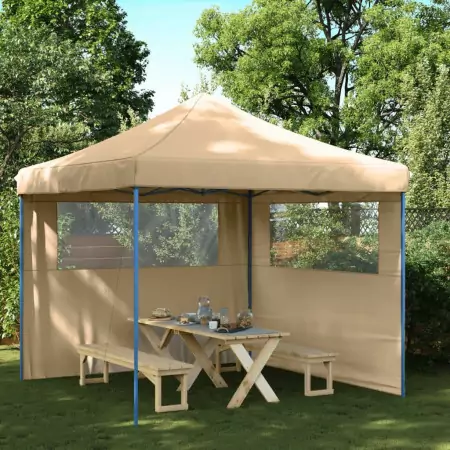 Tendone per Feste Pieghevole Pop-Up con 2 Pareti Beige