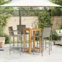 Set Bar Giardino 5pz Grigio Legno Massello Acacia e Polyrattan