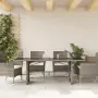 Tavolo da Giardino Piano in Vetro Grigio 190x80x75cm Polyrattan