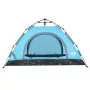 Tenda da Campeggio 4 Persone Blu a Rilascio Rapido