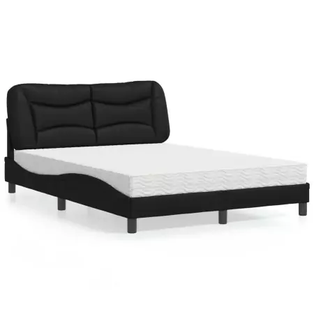 Letto con Materasso Nero 140x190 cm in Similpelle