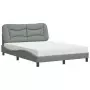 Letto con Materasso Grigio Chiaro 140x190cm Tessuto