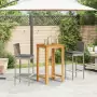 Set Bar da Giardino 3 pz Grigio in Legno Acacia e Polyrattan