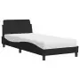 Letto con Materasso Nero 90x190 cm in Tessuto