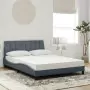 Letto con Materasso Grigio Scuro 140x190 cm in Velluto