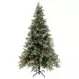 Albero di Natale con LED e Pigne Verde e Bianco 195 cm PVC e PE