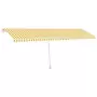 Tenda da Sole Retrattile Manuale LED 600x350 cm Giallo e Bianco