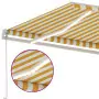 Tenda da Sole Retrattile Manuale LED 600x350 cm Giallo e Bianco