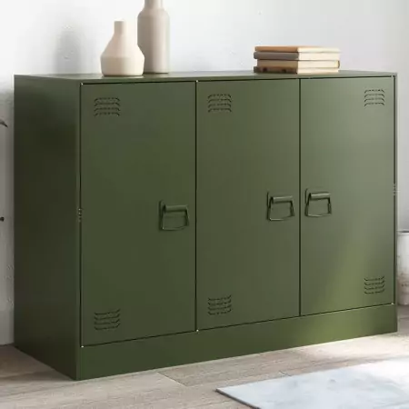 Credenza Verde Oliva 99x39x73 cm in Acciaio