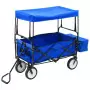 Carrello Pieghevole a Mano con Tettuccio in Acciaio Blu