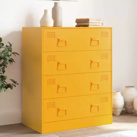 Credenza Giallo Senape 67x39x83 cm in Acciaio