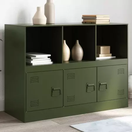 Credenza Verde Oliva 99x39x73 cm in Acciaio