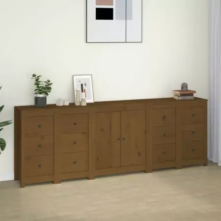 Credenza Miele 230x35x80 cm in Legno Massello di Pino