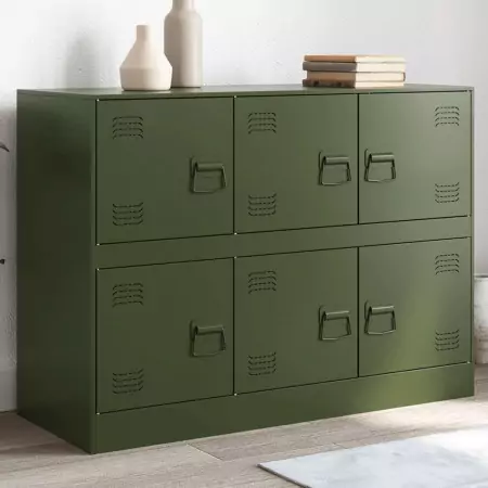 Credenza Verde Oliva 99x39x73 cm in Acciaio